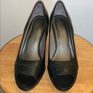 Black Peep-Toe Heels